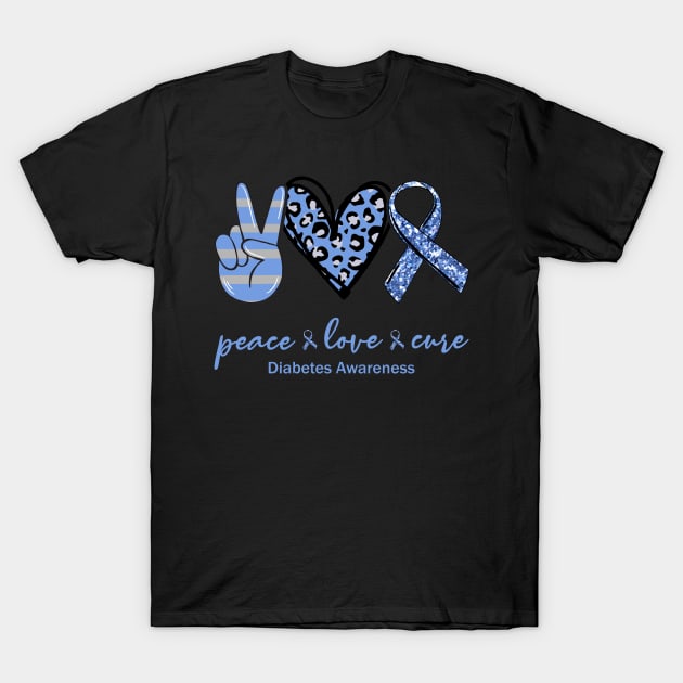 Peace Love Cure Diabetes Awareness T-Shirt by little.tunny